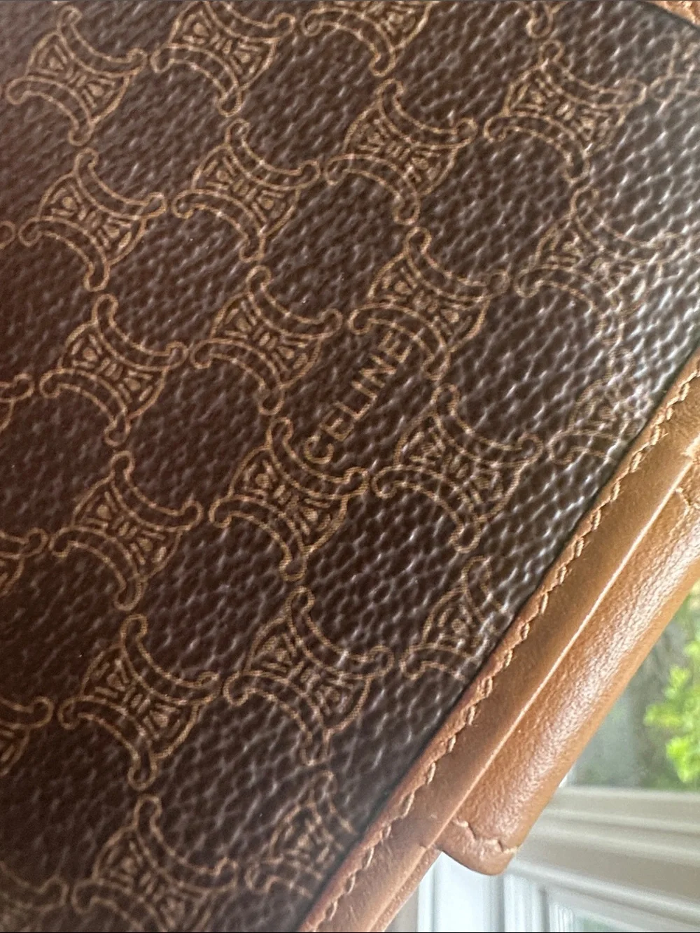 Celine Brown and Tan Monogram Card Holder Wallet
